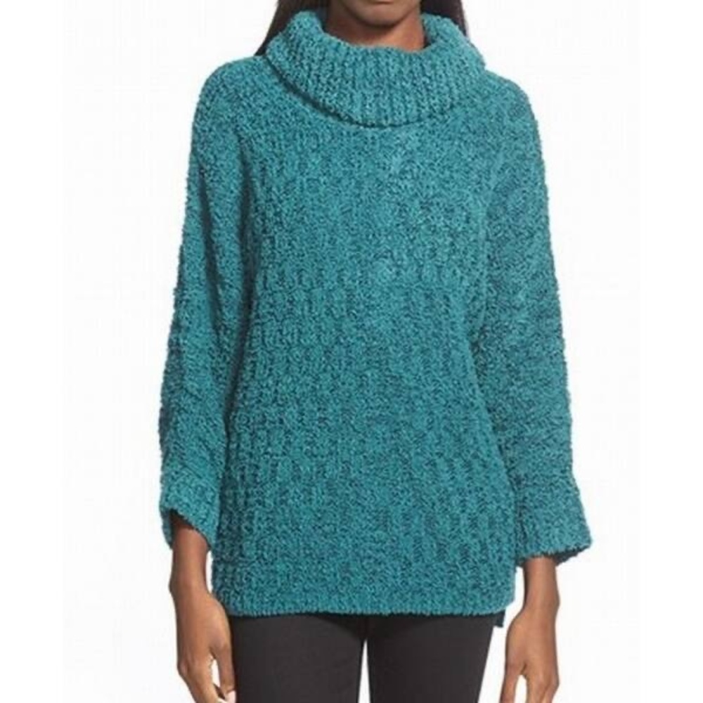 Chelsea28 Teal Oversized Turtleneck Knit Sweater